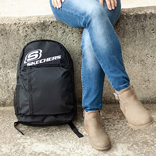 SKECHERS - Mochila Juvenil Grande Resistente Casual para Ordenador Portátil Instituto Universidad Deporte Viajes Gimnasio para Mujer y Hombre. S929, Color Negro