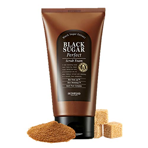 SKIN FOOD since 1957 Espuma Exfoliante Perfecta Azúcar Negro 180g - Exfoliante y exfoliante de poros desintoxicante Limpiador de espuma facial suave y rico en burbujas