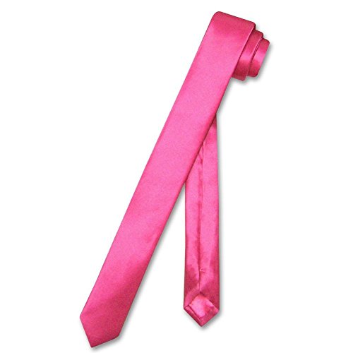 Skinny Tie Corbata fina rosa fuerte, 142 cm de largo