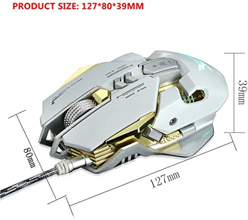 SLM-max Ratones,-mecánico de Gama Alta ratón del Juego, Enfriar la iluminación LED, Macro Definición Ajuste Libre/de Suma y resta Peso,Blanco