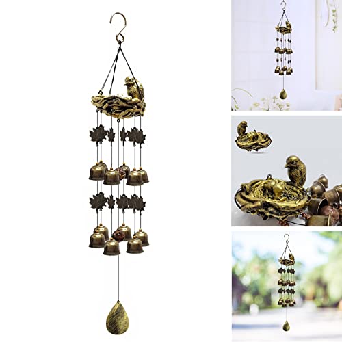 SM SunniMix Lovely Wind Chimes Hanging Car Charm Pendant Wind Bells Bird Nest para jardín Interior, Patio, Fiesta - B