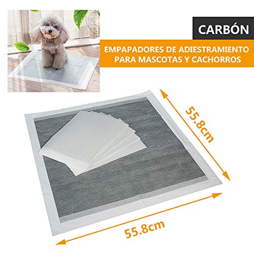 SMELL & SMILE Empapadores Desechables Perros Gatos Carbón Toallitas de Entrenamiento para Mascotas empapadores para Perros (Carbón 55,8 * 55,8cm 40PC)