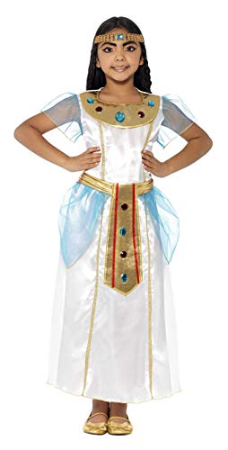 Smiffy'S 44104M Traje De Chica Cleopatra De Lujo Con Vestido Y Diadema, Blanco, M - Edad 7-9 Años
