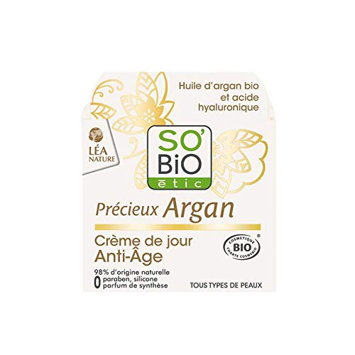 SO'BIO ETIC Crema DE Dia ANTIEDAD hialuronico-argan 50ml. Bio, Negro, Estandar