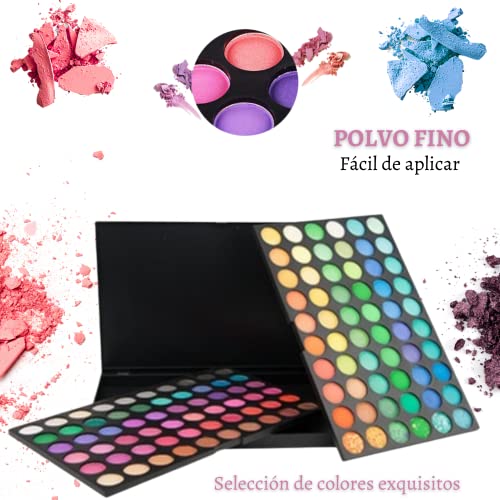 Sombra de Ojos Colección Vivo Brillante Kit de Maquillaje Caja Profesional para Maquillaje Accesorio cosmético de Belleza (Paleta de Sombra de Ojos de 120 Colores)