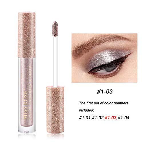 Sombras De Ojos Brillantes Líquida Con De 4 Colores Brillo Metálico Duradero Resistente Al Agua Maquillaje De Alto Pigmento Sombra De Ojos Líquida (01)