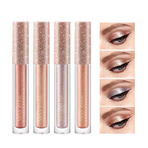 Sombras De Ojos Brillantes Líquida Con De 4 Colores Brillo Metálico Duradero Resistente Al Agua Maquillaje De Alto Pigmento Sombra De Ojos Líquida (01)