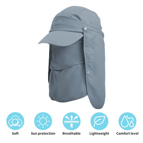 Sombrero para el Sol Hombre Mujer Gorra de Protección Solar Anti-UV Desmontable Ajustable Sombreros de Pesca Respirable Secado rápido Sombreros de Acampada (B3)