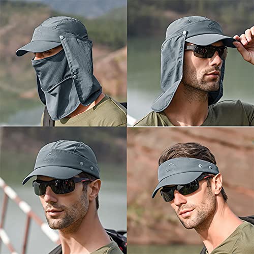 Sombrero para el Sol Hombre Mujer Gorra de Protección Solar Anti-UV Desmontable Ajustable Sombreros de Pesca Respirable Secado rápido Sombreros de Acampada (B3)