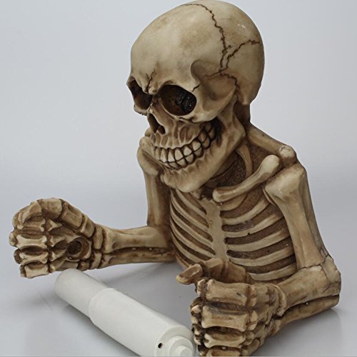 Soporte para rollo de papel higiénico de pared de calavera, esqueleto de resina para decoración de baño