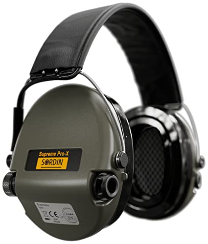 Sordin Supreme PRO X SOR75302-X/L-G - Protectores auditivos electrónicos, gel de piel, copas verdes