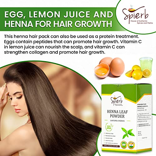 Spierb Henna Polvo - 250gm- de Hojas de Henna a Base de Hierbas para Teñir el Cabello Sin Productos Químicos Colorante Natural Marrón 100% Puro de Henna Powder Lawsonia Inermis Fácil de Usar