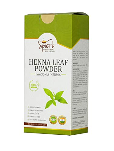 Spierb Henna Polvo - 250gm- de Hojas de Henna a Base de Hierbas para Teñir el Cabello Sin Productos Químicos Colorante Natural Marrón 100% Puro de Henna Powder Lawsonia Inermis Fácil de Usar