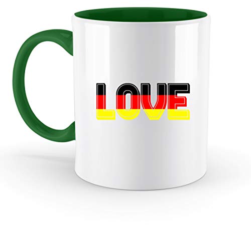 SPIRITSHIRTSHOP Love – Amor – Alemania, Alemania, Alemania, país, país, país de origen, país de origen, país – Taza bicolor Irish Green 33 0ml