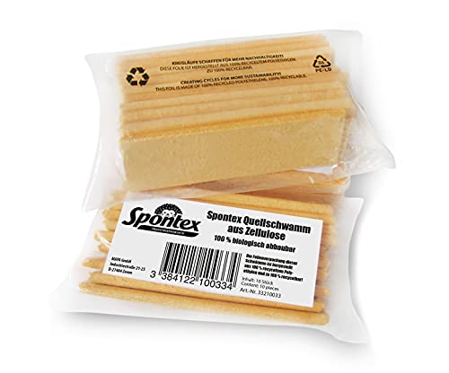 Spontex Esponja de celulosa 100 % Biodegradable (10 Unidades), en Bolsa de Pet reciclable y reciclable, Absorbente, 135 x 90 x 37 mm, 3 Unidades (1 Paquete), 33210033