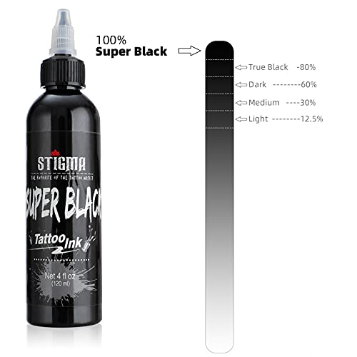 STIGMA Tinta de Tatuaje Super Black 4oz Pigmento para Tatuar Negra Tinta de Tatuaje Tattoo Ink Tattoo & Body Art TI953-4OZ-S