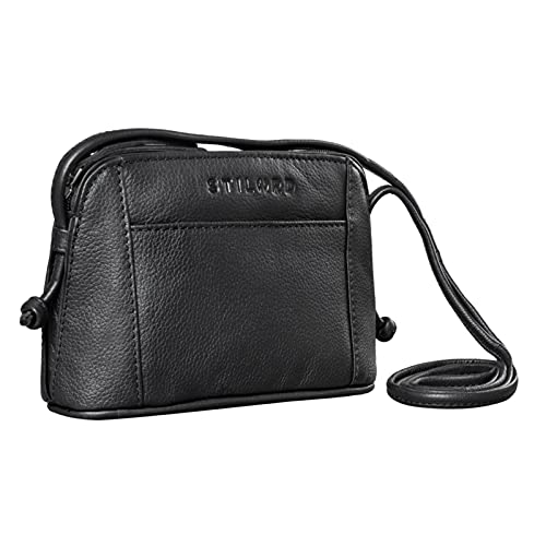 STILORD 'Mariella' Bolso Bandolera Mujer Piel Vintage Mini Bolso de Mano para Damas Bolso de Hombro Pequeño para Shopping Salir Bolso Diario de Auténtico Cuero, Color:Negro