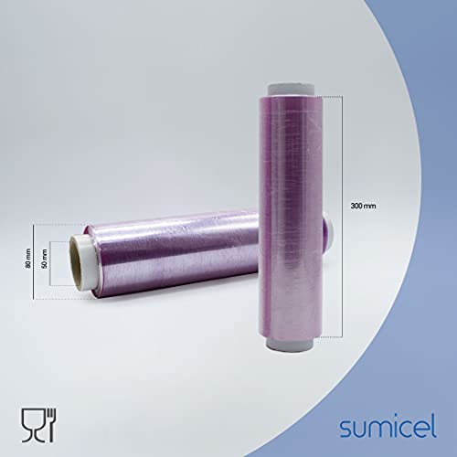 SUMICEL - PACK COCINA - Papel de Aluminio + Film alimentación transparente- 30 centímetros x 300 Metros REALES - Especial para catering, cocina, peluquería (Pack 2 rollos Film + 2 rollos Aluminio)