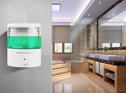 Sunsbell Montaje en Pared Automático del Sensor IR dispensador de jabón Touch-Libero Cocina jabón loción Bomba batería ML. Alimentado para Cocina, baño O