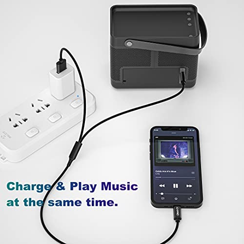 sunshot Cable de audio de carga 2 en 1 actualizado compatible con Phone 7 8 X Xs Xr, funciona con altavoz estéreo de coche, cargador de coche y teléfono a cable auxiliar estéreo de 3,5 mm (negro)