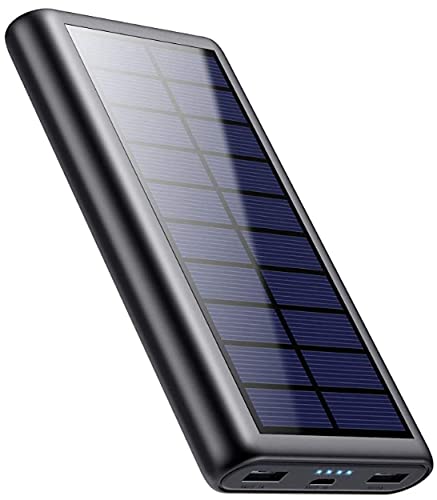 SWEYE Cargador Solar 26800mAh,【Cable de Datos/Luz Solar, Carga 2 en 1】 Batería Externa Solar de Carga Rápida con 2 Puertos USB Power Bank Portátil con Estilo para Smartphones, Tabletas