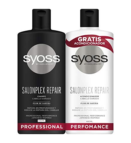 SYOSS CHAMPÚ 440ML + ACONDICIONADOR 440ML SALON PLEX para Reparación en Profundidas y Reducción de la Rotura del Cabello