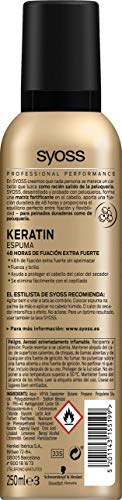 SYOSS - Espuma pelo Keratina - Cabello Flexible y Brillo Intenso - 2 uds de 250ml - Cabello como recién salido de la peluquería