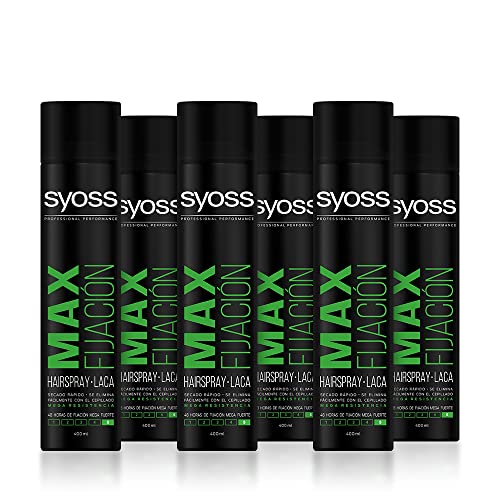 Syoss - Laca Máxima Fijación Mini 75ml (Pack de 12)-48h de fijación Mega Fuerte, Ayuda a proteger el pelo de la humedad y de los rayos solares, Cabello como recién salido de la peluquería