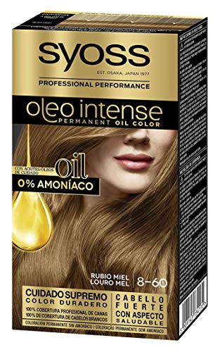 Syoss Oleo Intense - Tono 6-80 Rubio Caramelo – Coloración permanente sin amoníaco – Resultados de peluquería – Cobertura profesional de canas