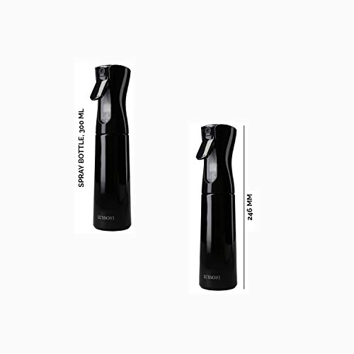 T4B Lussoni Spray Bottle Pulverizador de Peluquería, para Uso Profesional, Botella de Rociado, Negro, Plástico Duradero, Accesorio de Peluquería, Recargable 300 ml