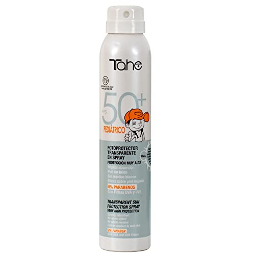 Tahe Sun Protect Protector Solar Transparente de Rápida Absorción para Niños Spray Pediátrico SPF 50+ UVA-UVB Sin Parabenos, 250 ml