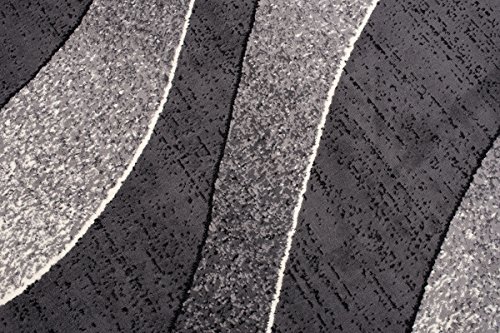 TAPISO Dream Alfombra Salón Comedor Dormitorio Moderno Gris Oscuro Blanco Negro Ondas Fina Pelo Corto 140 x 200 cm