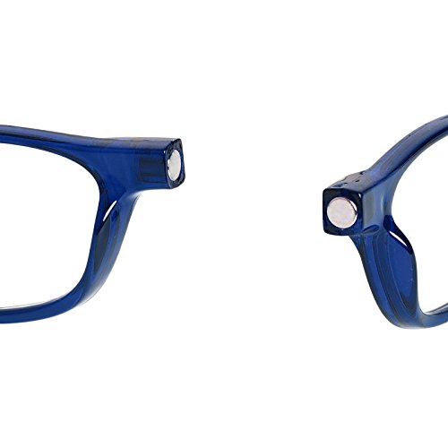 TBOC Pack: Gafas de Lectura Presbicia Vista Cansada – (Dos Unidades) Graduadas +2.00 Dioptrías Montura Transparente y Azul Hombre Mujer Plegables Lentes Aumento Leer Ver Cerca Cuello Imán