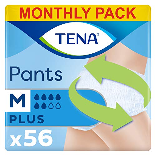 Tena Pants Plus Talla M, Ropa Interior Incontinencia Desechable - Es (4X14), Medium mit 56 Pants (4 Packungen x 14 Pants), Sin Perfume, 56 Unidades