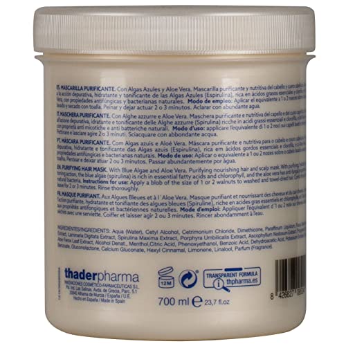 Thader Th Pharma Mascarilla Purificante Anticaspa con Algas Azules y Aloe Vera, 700 ml