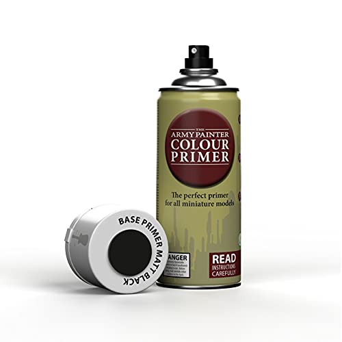 The Army Painter | Colour Primer | Matt Black | 400 mL | Espray Acrílico | Base para Pintura de Modelos Miniatura | Negro Mate