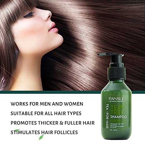 Thnkstaps Hair Shampoo Champú de Arbol de Té Champú AntiCaspa de Aceite de Arbol de Te Champú Humectante para Cuero Cabelludo Sensible Limpieza Profunda el cuero cabelludo seco 100 ML