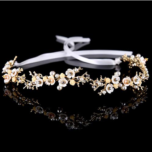 Tiara Adornos para El Cabello Sombreros Novia Cinta para El Cabello Flor De Cabeza Femenina Cabello En Espiral Estética Sencillez Flores Delicadeza Elegancia Santidad Accesorios De Vestir, Dorado