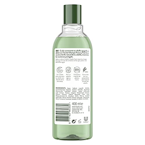 Timotei Champú Fresco Y Fuerte Para Cabello Débil Y Apagado Con Extracto De Hierbas Alpinas Con Limpiadores De Origen Vegetal 95% Ingredientes De Origen Natural Y Sin Siliconas 400 ml - Pack de 12