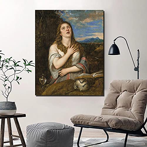 Tiziano Vecellio Pintura en lienzo Impresión Sala de estar Decoración del hogar Arte de la pared moderna Pintura al óleo Carteles Imágenes Lienzo 60x80 cm Sin marco