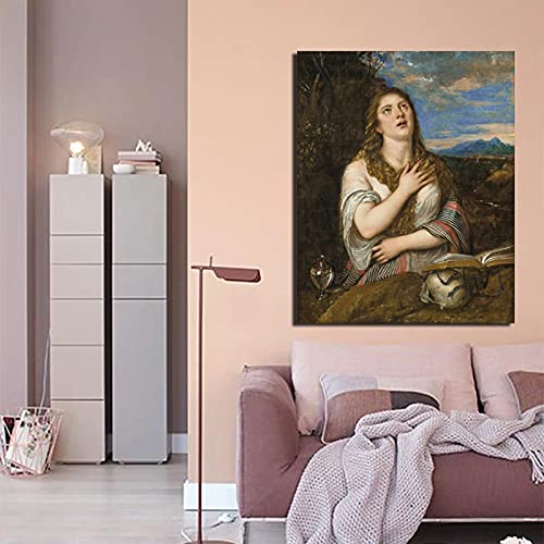 Tiziano Vecellio Pintura en lienzo Impresión Sala de estar Decoración del hogar Arte de la pared moderna Pintura al óleo Carteles Imágenes Lienzo 60x80 cm Sin marco