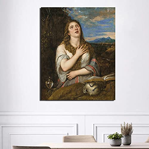 Tiziano Vecellio Pintura en lienzo Impresión Sala de estar Decoración del hogar Arte de la pared moderna Pintura al óleo Carteles Imágenes Lienzo 60x80 cm Sin marco