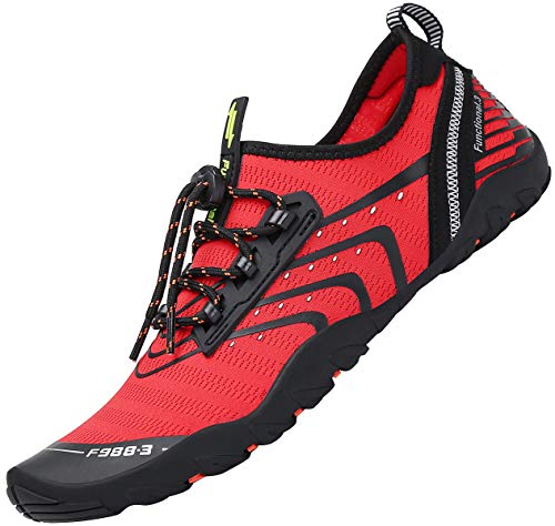 Tmaza Zapatos de Agua Hombre Secado Rápido Zapatos de Surf Mujer Respirable Antideslizante Escarpines Snorkel para Vela,Kayak,Buceo Rojo Manzana Caramelo 39 EU