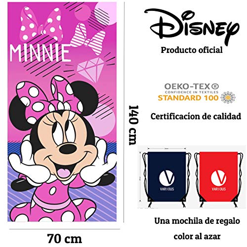 Toalla de Playa o Piscina Infantil de Disney Licencia Oficial (Minnie Mouse A)