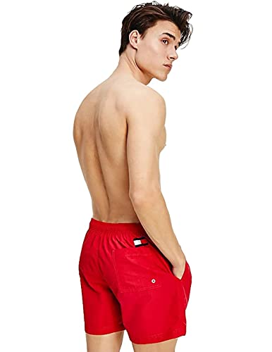 Tommy Hilfiger Colour-Blocked Slim Fit Mid Length Swim Shorts Bañador, Primary Red, L para Hombre