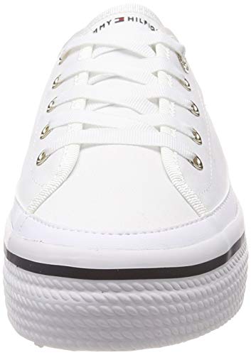 Tommy Hilfiger Corporate Flatform Sneaker, Zapatillas Mujer, Blanco (White 100), 38 EU