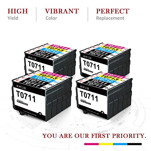 Toner Kingdom Reemplazo para Epson T0711 T0712 T0713 T0714 Cartuchos de tinta Alta capacidad Compatible con Epson Stylus SX218 SX515W DX4000 DX4400 DX7400 DX8400 SX115 SX205 SX215 SX405 SX210(20 Pack)