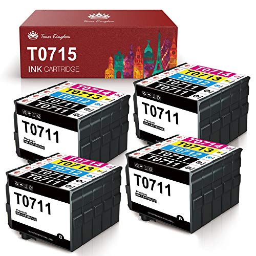 Toner Kingdom Reemplazo para Epson T0711 T0712 T0713 T0714 Cartuchos de tinta Alta capacidad Compatible con Epson Stylus SX218 SX515W DX4000 DX4400 DX7400 DX8400 SX115 SX205 SX215 SX405 SX210(20 Pack)