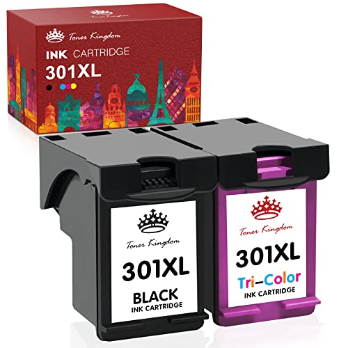 Toner Kingdom Remanufacturado para HP 301XL 301 Cartuchos de Tinta Reemplazo para HP DeskJet 1000 1010 1510 1512 2050 2050a 2540 3000 Envy 4500 4501 4502 Officejet 2620 2621 4631(1 Negro, 1 Tricolor)