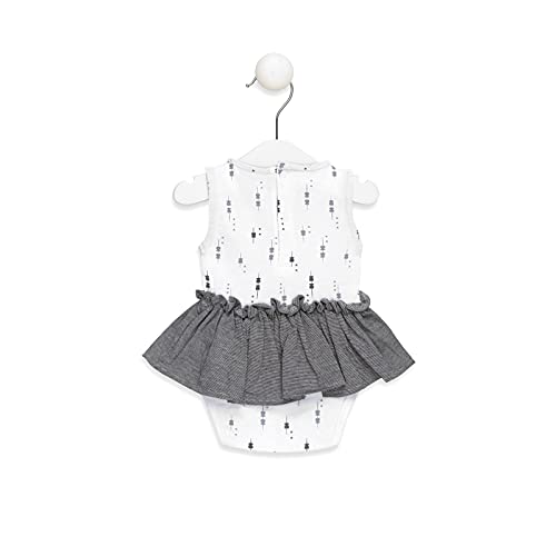 TOUS BABY - Body sin mangas con falda,efecto vestido para tu Bebé. Estampado Luminary (Blanco, 0-1 Mes)